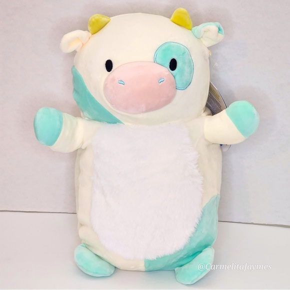 BELANA 🐄 Fuzzy Belly Blue And White Cow Hugmee Squishmallow Kellytoy NWT - Picture 1 of 9